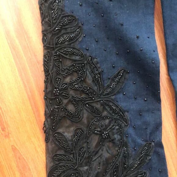 NWT Style Y2K Flare, bottom, jeans with lace and beading stretch. Size 6. ￼ - Picture 7 of 7
